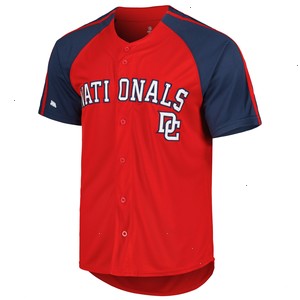 Washington Nationals Stitches Button-Down Raglan Fashion Jersey - Red