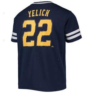 Youth Christian Yelich Navy Milwaukee Brewers Player Logo Jersey