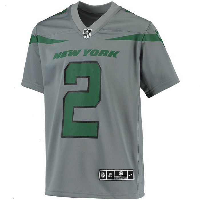 Zach Wilson New York Jets Nike Youth Inverted Team Game Jersey - Gray